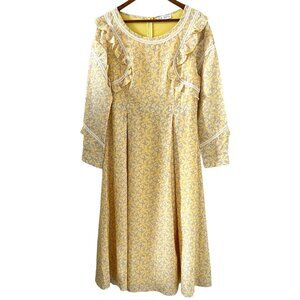 Ivy City Co Yellow Floral Midi Dress